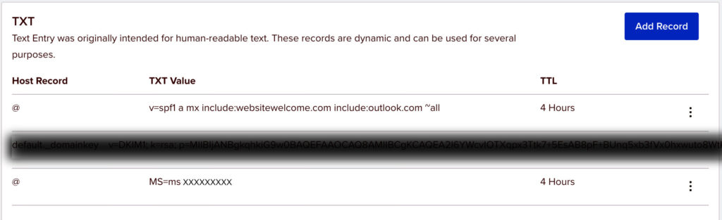 Setup Microsoft Office Exchange Setting on DNS TXT Record